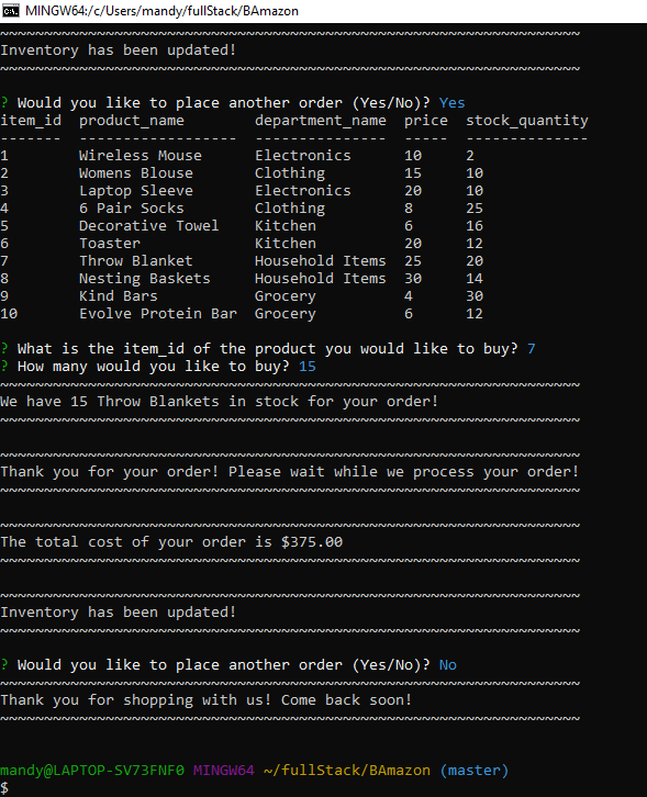 Github bamazon homework 04 picture